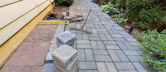 Hardscaping materials on patio
